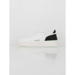Baskets En Cuir High Life Blanc Noir Homme - Teddy Smith