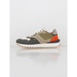 Baskets Multicolore Kaki Beige Orange Homme - Teddy Smith
