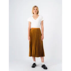 Jupe Longue Plissa Orange Femme - Teddy Smith