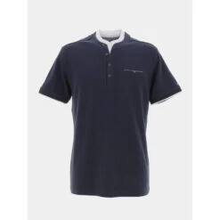 Polo Moro Col Blanc Bleu Marine Homme - Teddy Smith