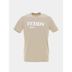 T-shirt Uni Logo Finn Beige Homme - Teddy Smith